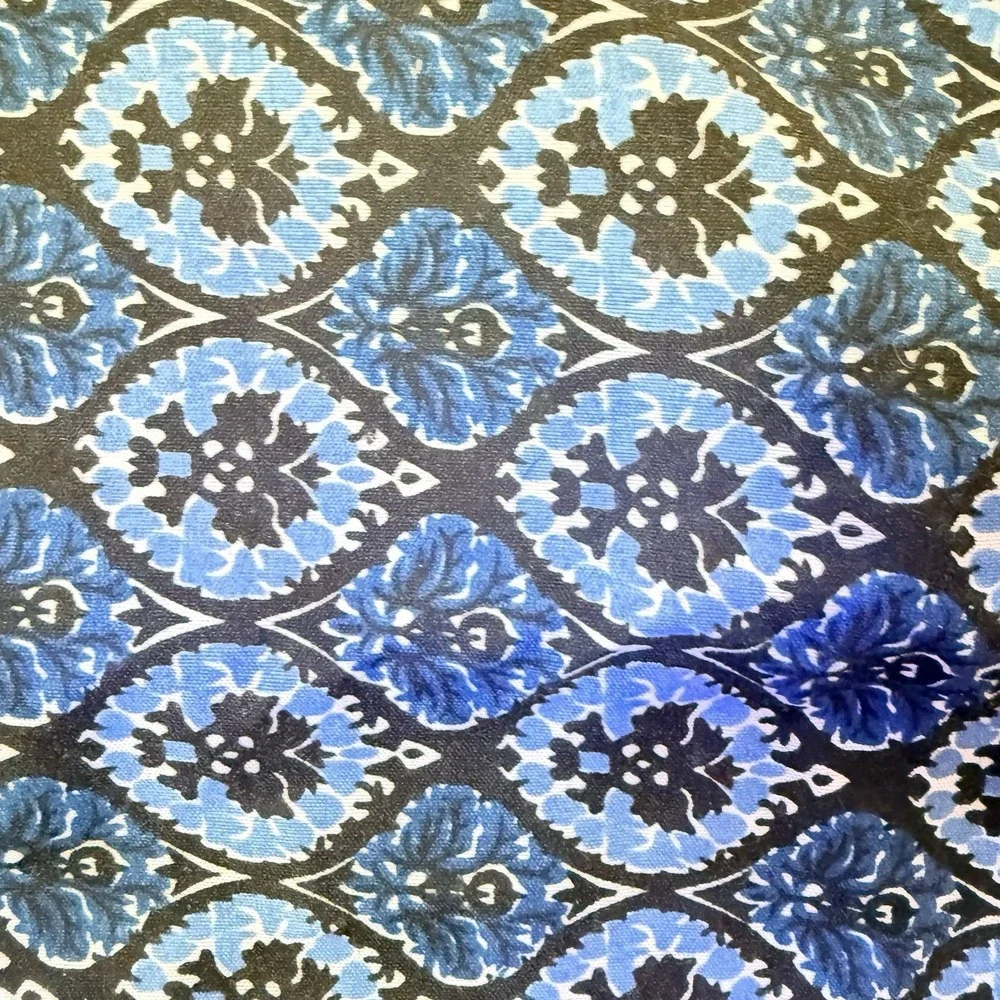 2 Patchwork Quilted King Size Pillow‎ Shams Cobalt Blue Paisley Cottagecore Set
